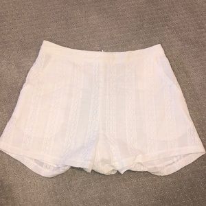 White linen shorts